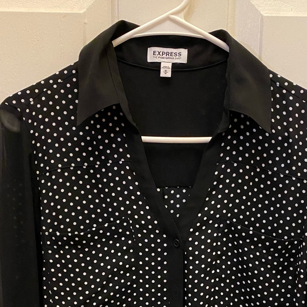 Express Blouse Button Front Long Sleeve